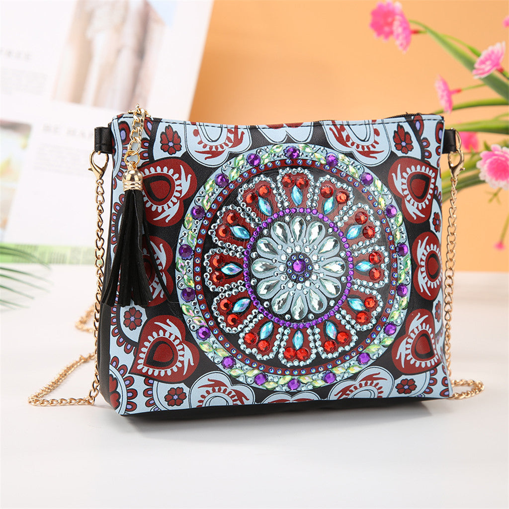 Diamond Painting Handbag Women's Backpack Cosmetic Bag Datura Flower Flower Style