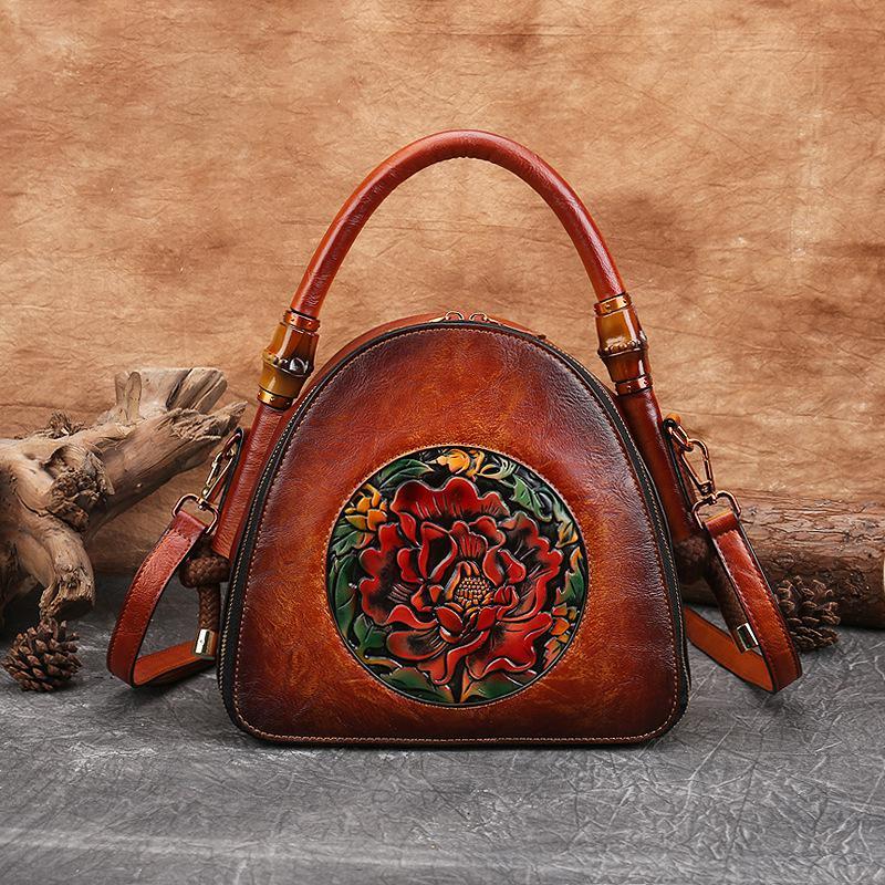 Literary Handbag National Wind Flower Shell Bag Shoulder Diagonal Bag