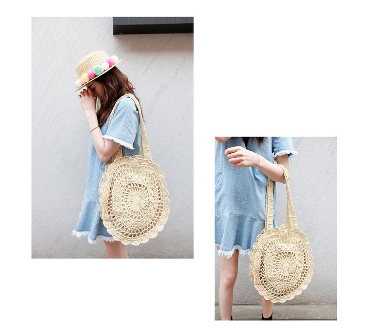 Round straw flower bag