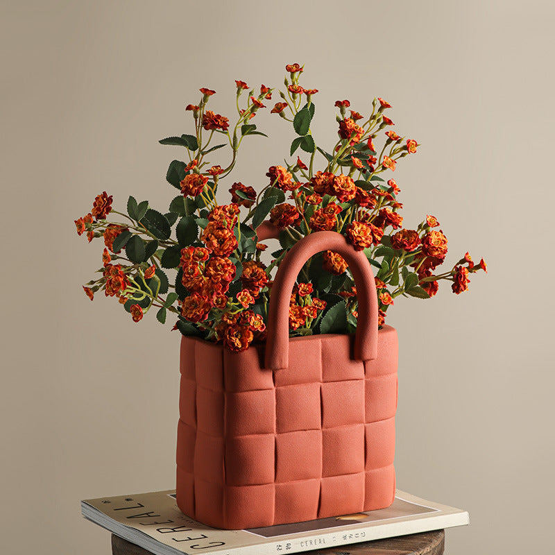 Creative Handbag Bag Vase Morandi Ceramic Flower
