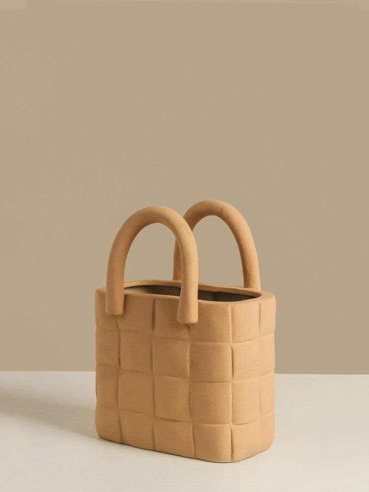 Creative Handbag Bag Vase Morandi Ceramic Flower