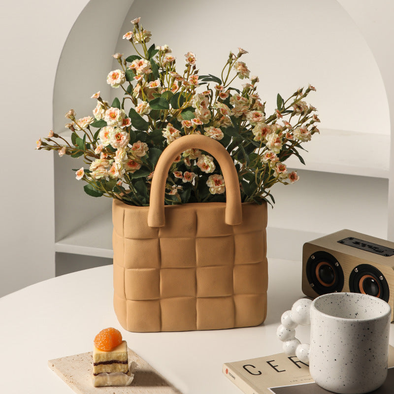 Creative Handbag Bag Vase Morandi Ceramic Flower