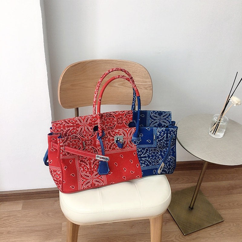 Canvas Cashew Flower Bag Stitching Handbag Messenger Bag