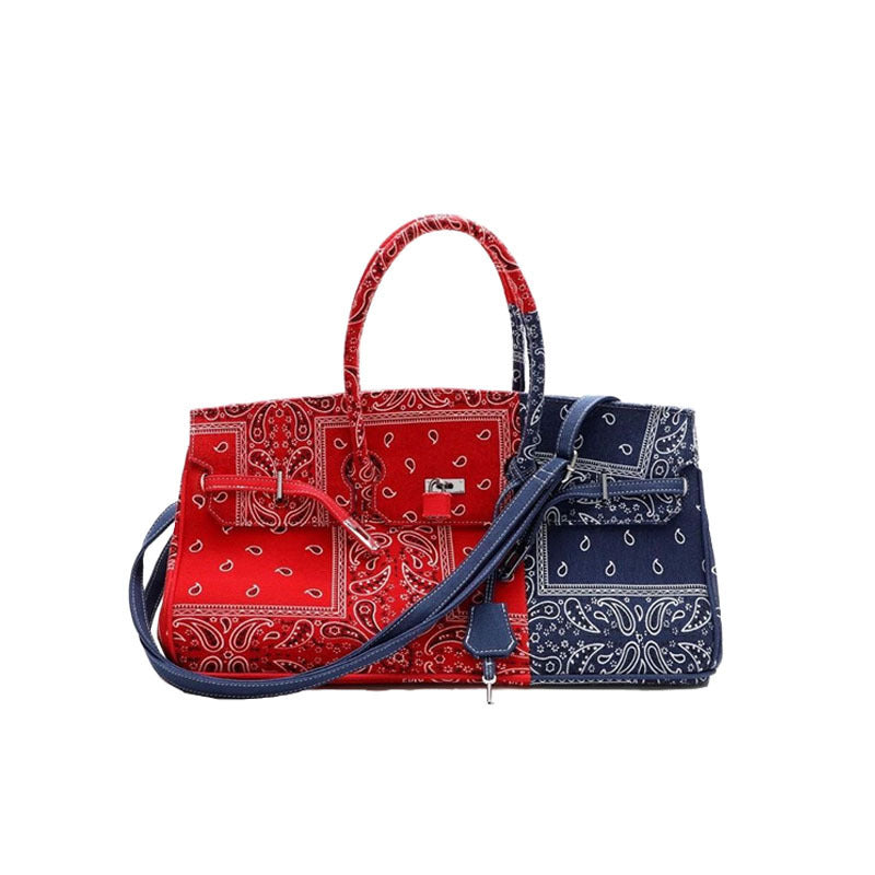 Canvas Cashew Flower Bag Stitching Handbag Messenger Bag