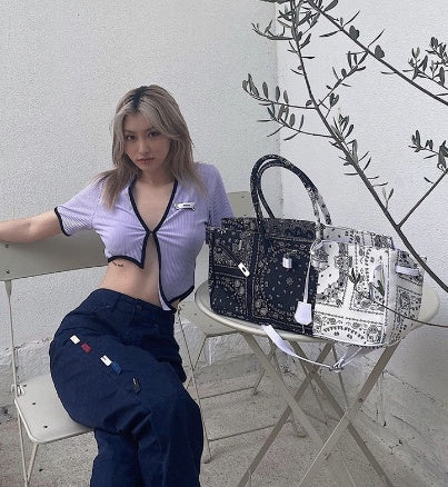 Canvas Cashew Flower Bag Stitching Handbag Messenger Bag