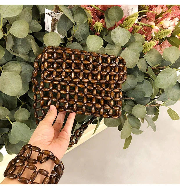 Hollow Beaded Crossbody Bag