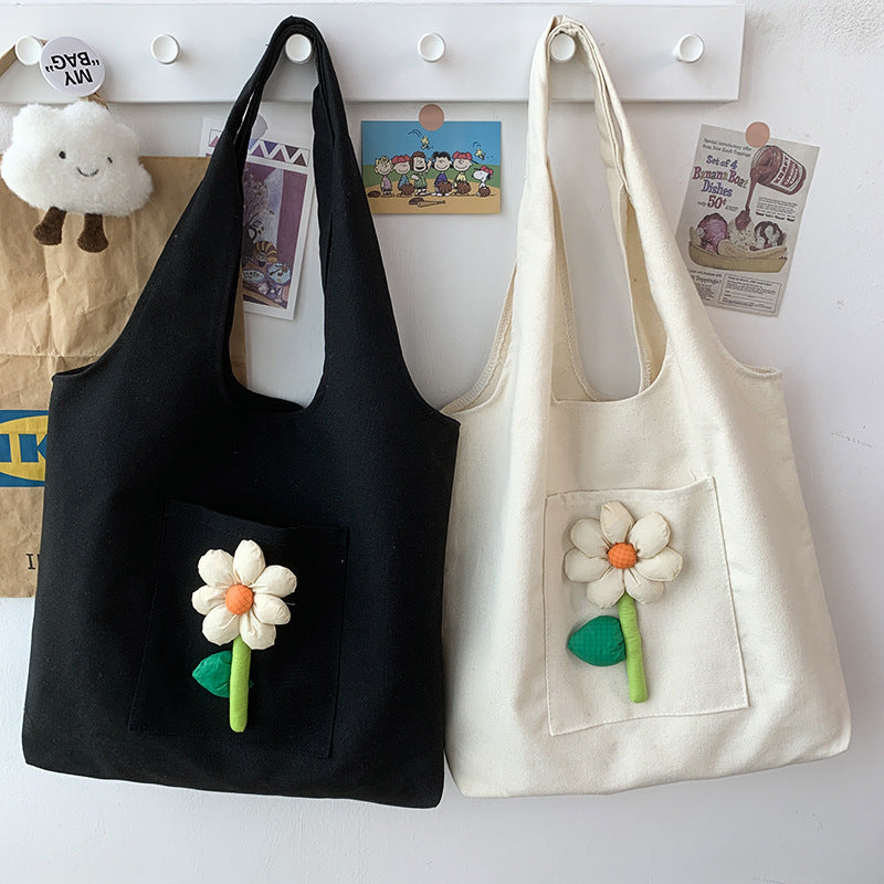 Flower Art Colorful Red Canvas Bag
