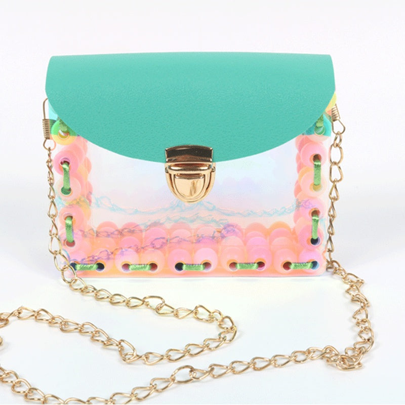 Handmade DIY Toy Colorful Princess Beaded Bag Girl Bag Manual Puzzle Wear Bead Assembling Material Package