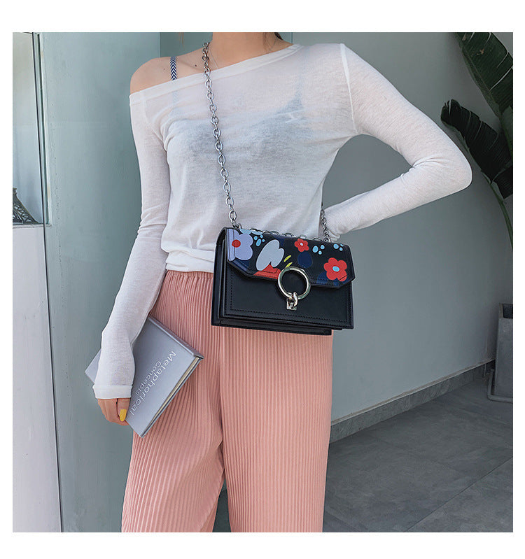Flower Printing Chain Bag