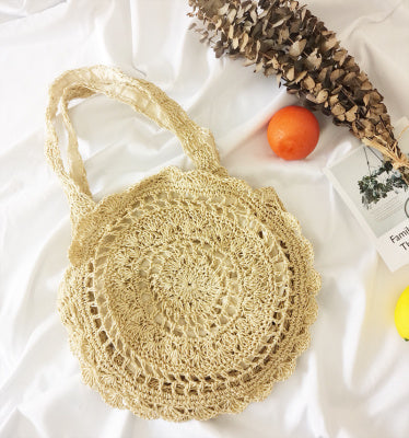 Round straw flower bag