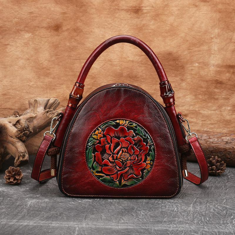 Literary Handbag National Wind Flower Shell Bag Shoulder Diagonal Bag