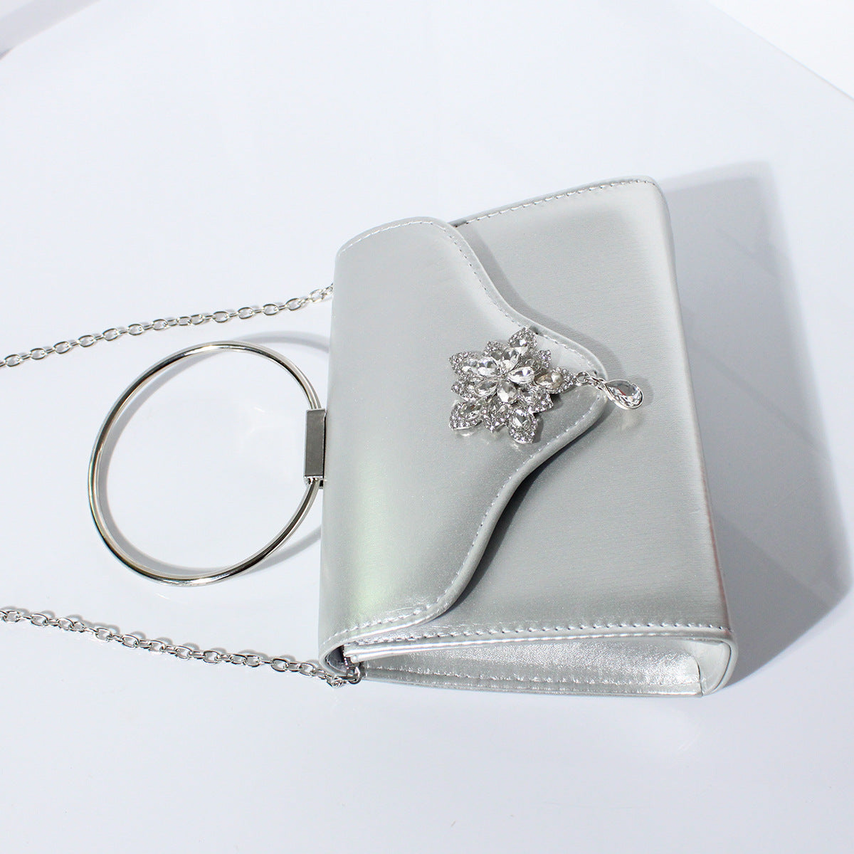 Fashion Rhinestone Small Flower Dinner Bag Handbag