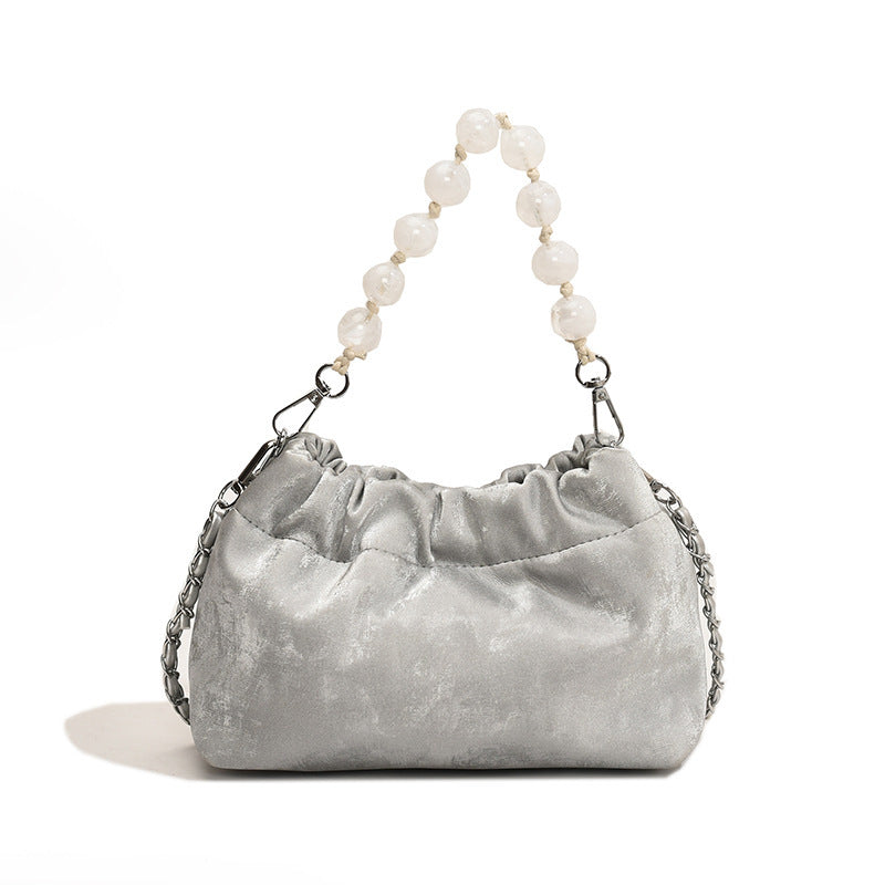 Beaded Portable New Chinese Style Bag Fashion Bucket Bag Velvet Chain Messenger Bag