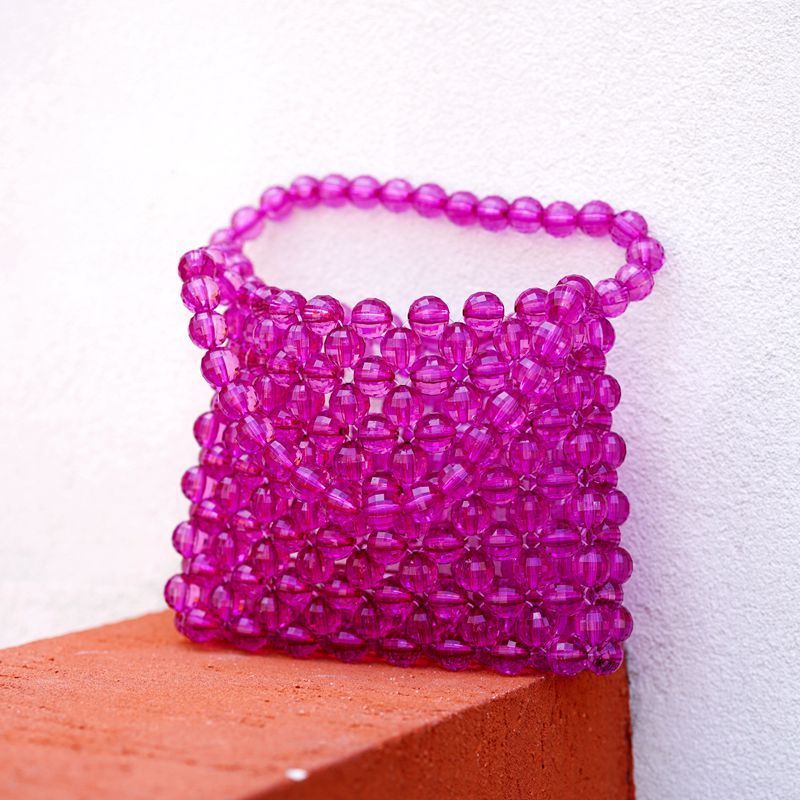 Creative Fashion Design Crystal Grape Purple Transparent Beaded Bag