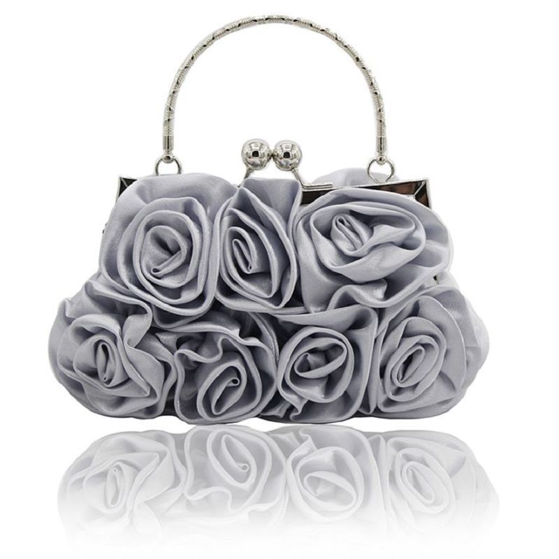 Ladies Portable Satin Flower Evening Bag