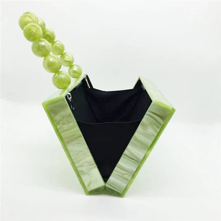 Acrylic Dinner Bag Beaded Handle Small Square Bag