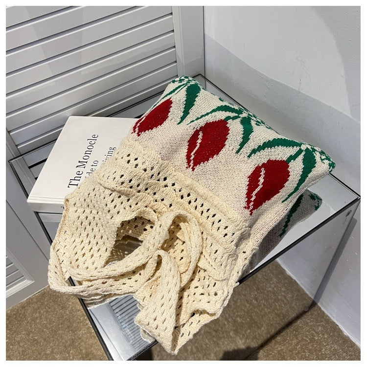 Flower Tulip Vintage Knitted Shoulder Bag