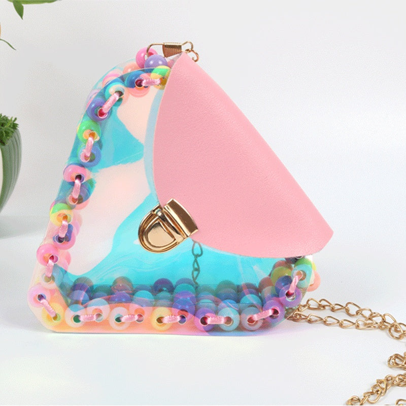 Handmade DIY Toy Colorful Princess Beaded Bag Girl Bag Manual Puzzle Wear Bead Assembling Material Package