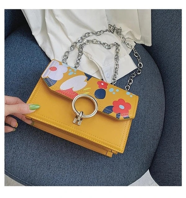 Flower Printing Chain Bag