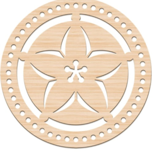 2pcs Wooden Round Hollow Flower Pattern Bag