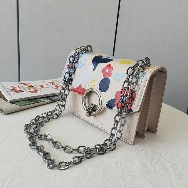 Flower Printing Chain Bag