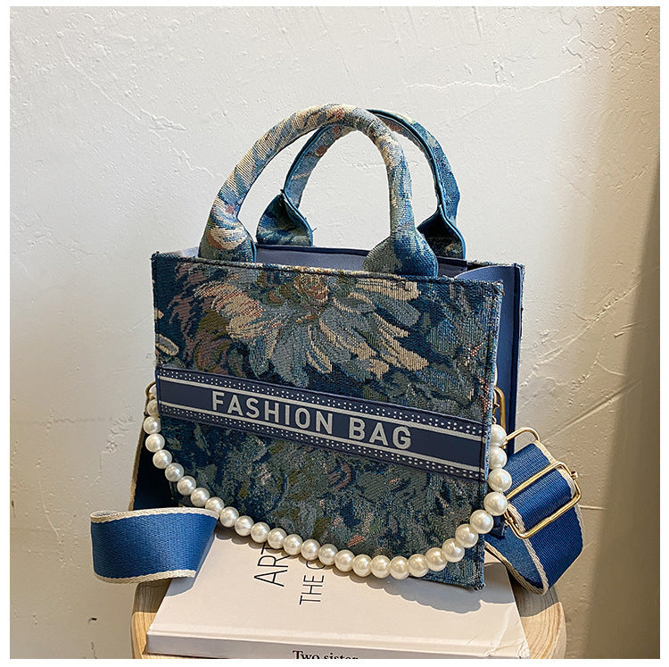 Plaid Beaded Printed Fashion Crossbody Square Bag