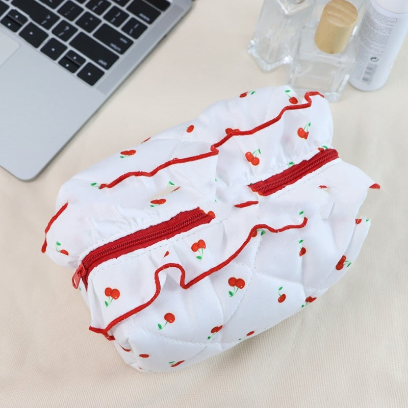New Rose Flower Lace Quilting Cosmetic Bag