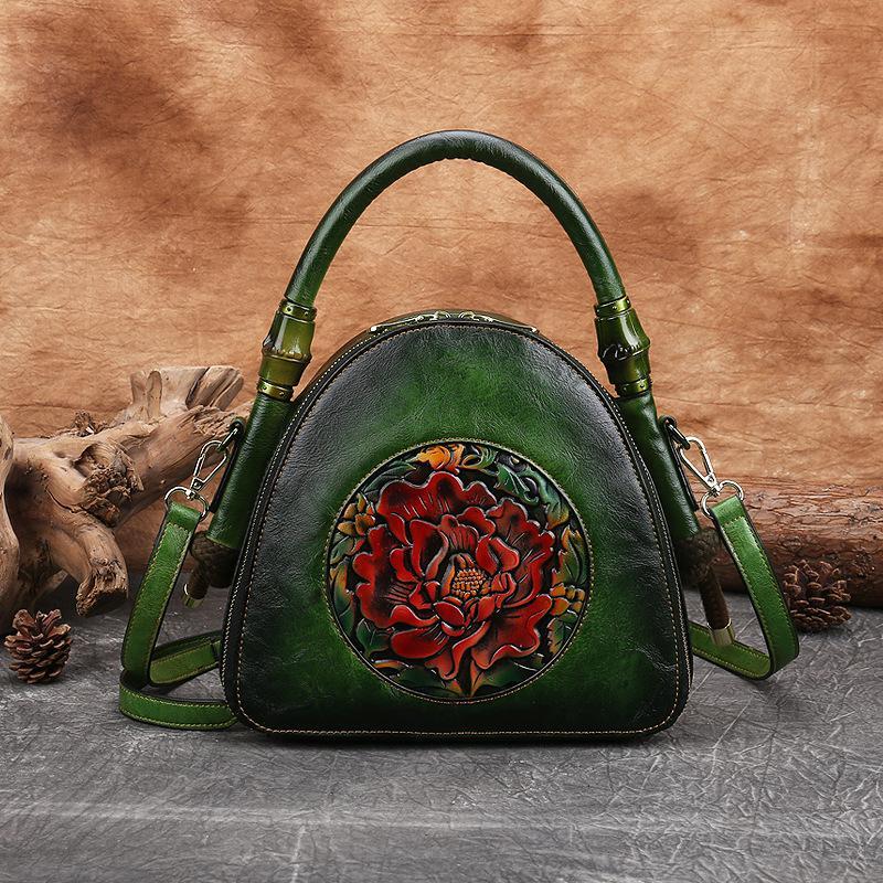 Literary Handbag National Wind Flower Shell Bag Shoulder Diagonal Bag