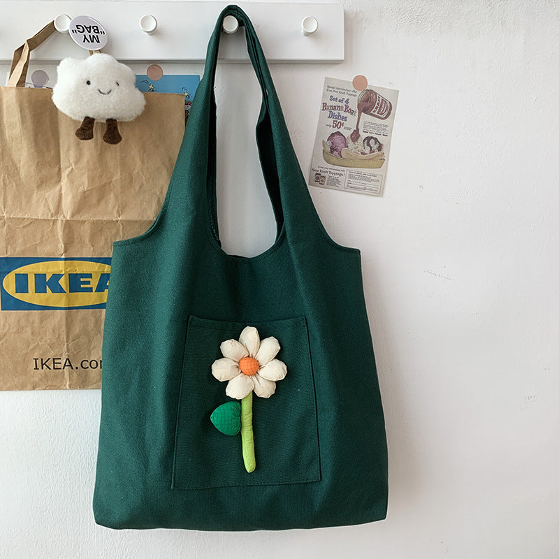 Flower Art Colorful Red Canvas Bag