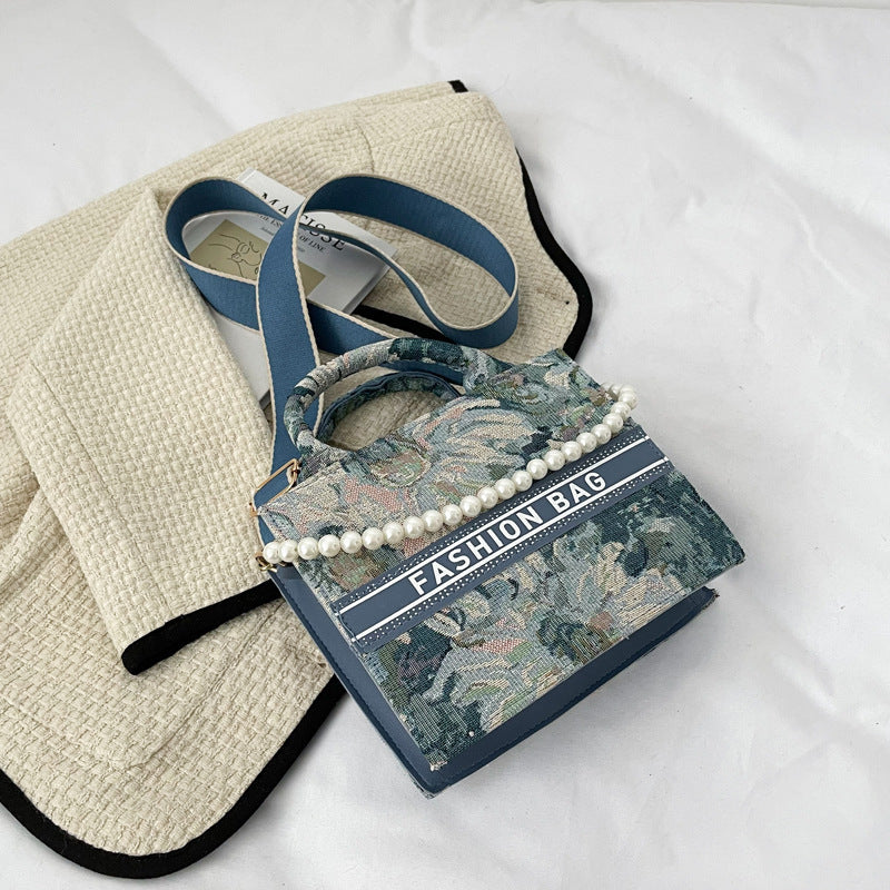 Plaid Beaded Printed Fashion Crossbody Square Bag