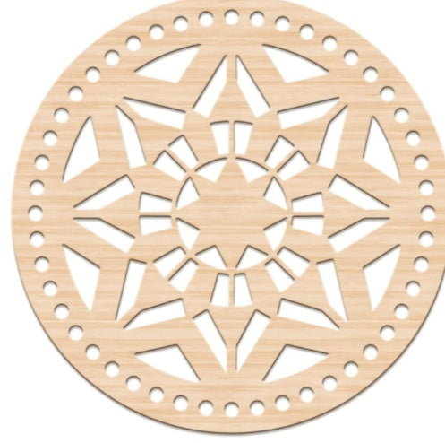 2pcs Wooden Round Hollow Flower Pattern Bag