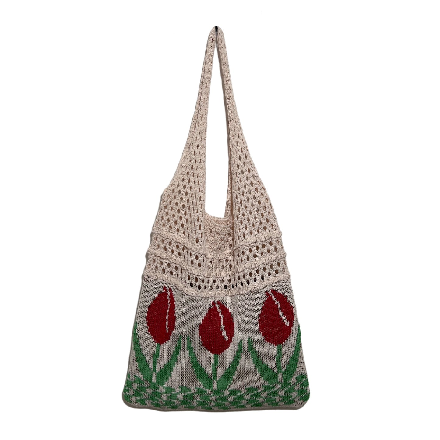 Flower Tulip Vintage Knitted Shoulder Bag