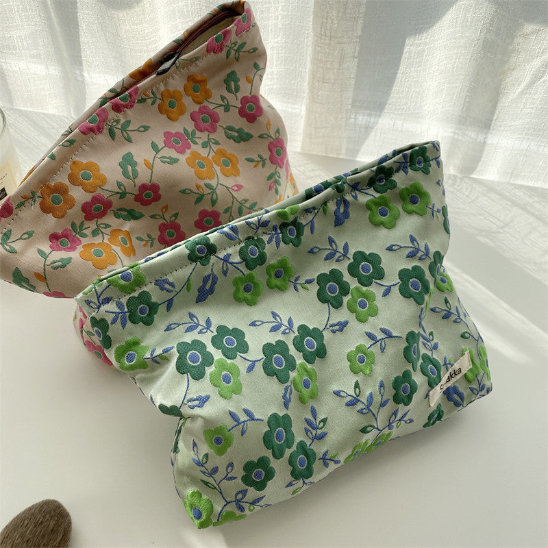 Pastoral Style French Artistic Flower Cosmetic Bag