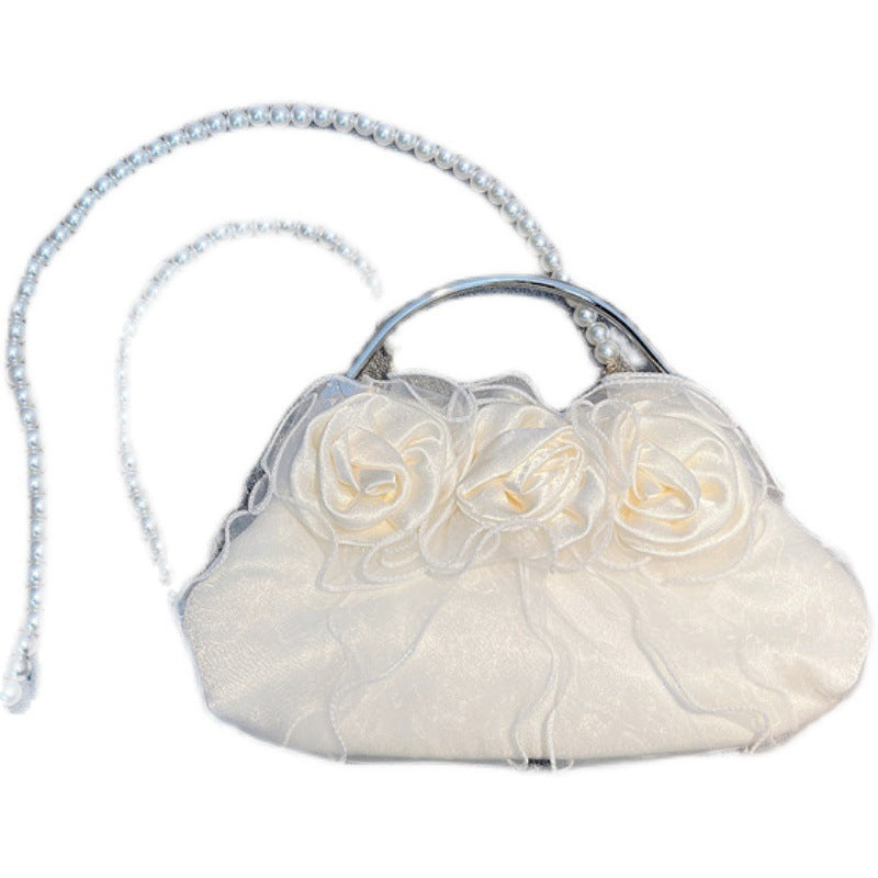 Vintage Pearl Portable Rose Flower Fairy Bag
