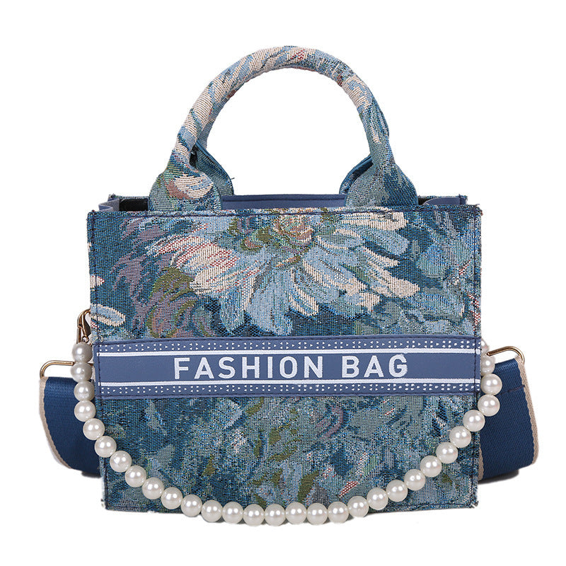 Plaid Beaded Printed Fashion Crossbody Square Bag