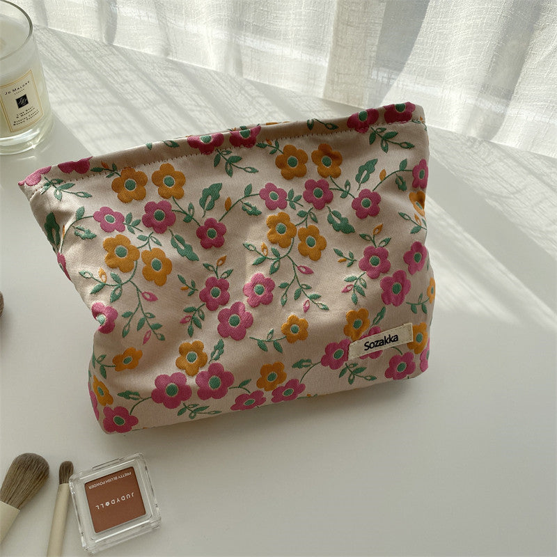 Pastoral Style French Artistic Flower Cosmetic Bag