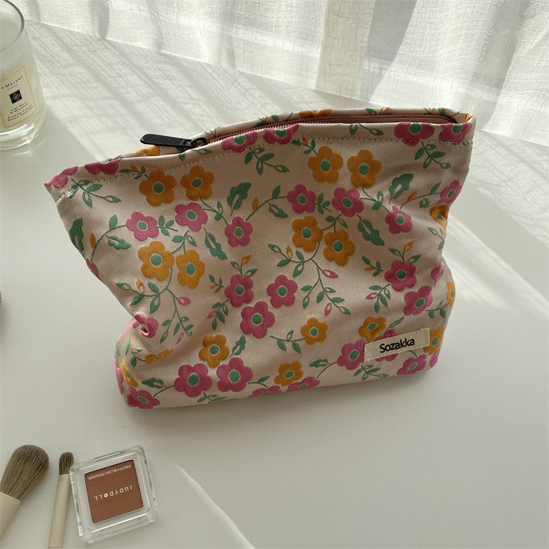 Pastoral Style French Artistic Flower Cosmetic Bag