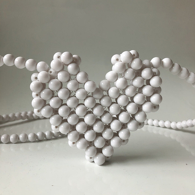 Mini Color Transparent Handmade Beaded Bag Imitation Pearl One-shoulder Diagonal