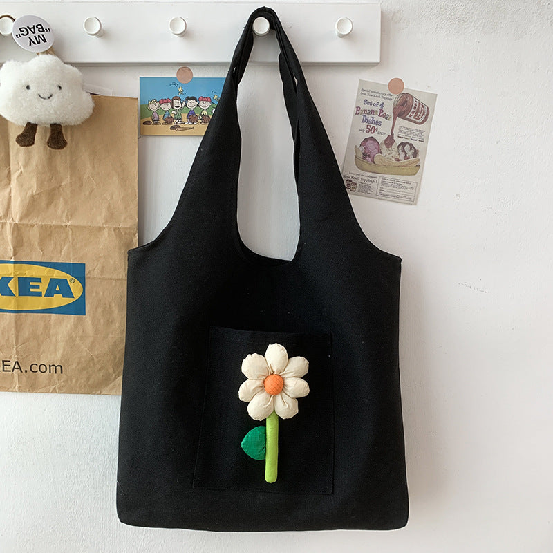 Flower Art Colorful Red Canvas Bag