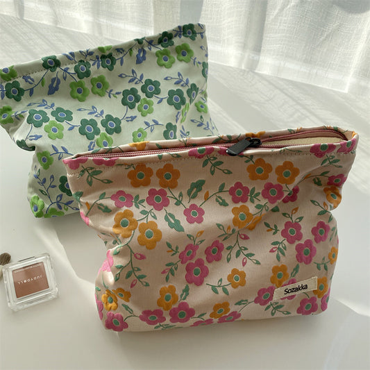 Pastoral Style French Artistic Flower Cosmetic Bag