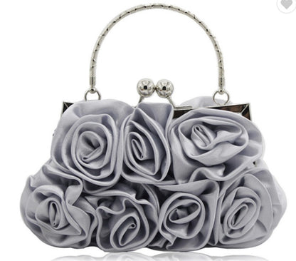 Ladies Portable Satin Flower Evening Bag