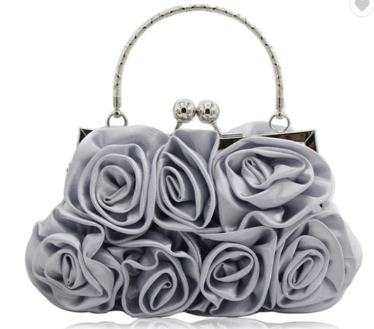 Ladies Portable Satin Flower Evening Bag