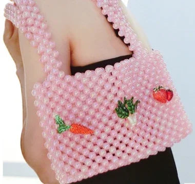 Carrot Cabbage Beaded Crossbody Bag