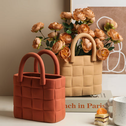 Creative Handbag Bag Vase Morandi Ceramic Flower