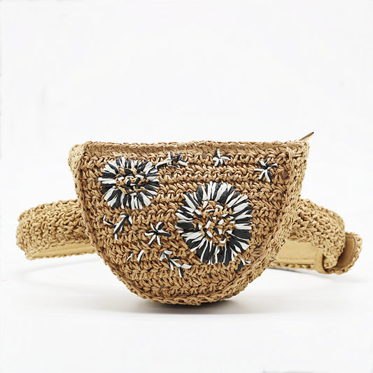 Flower Waist Bag Straw Woven Bag Catwalk New Style