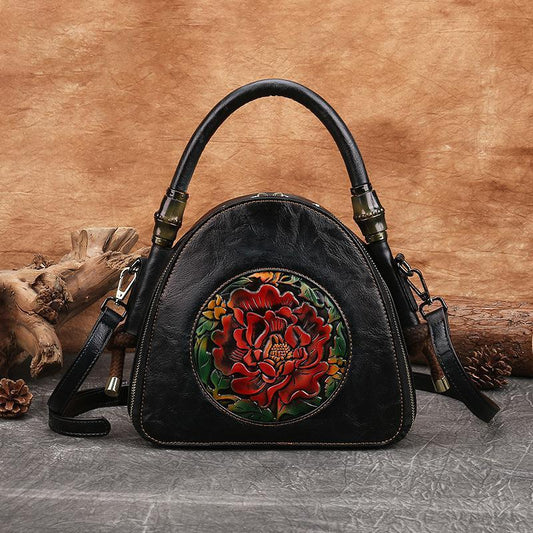 Literary Handbag National Wind Flower Shell Bag Shoulder Diagonal Bag