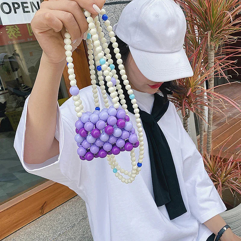 Acrylic Bag Women Retro Mini Color Beaded Bag