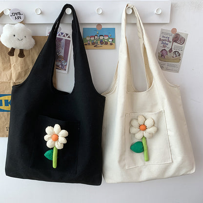 Flower Art Colorful Red Canvas Bag