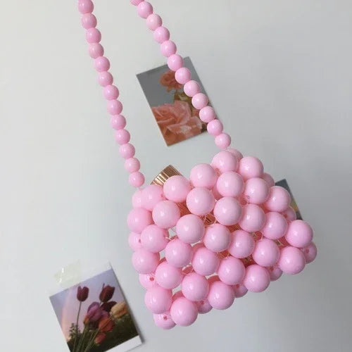 Beaded Bag Woven Pearl Bag Diagonal Mini Bag