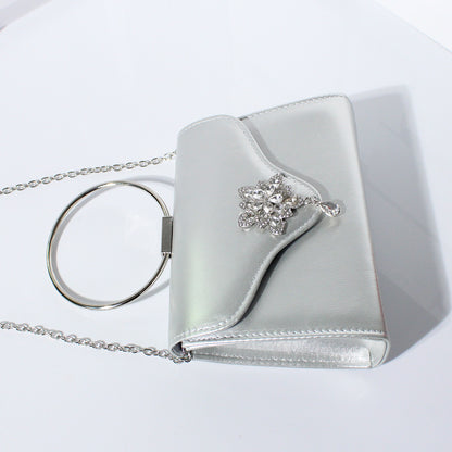 Fashion Rhinestone Small Flower Dinner Bag Handbag